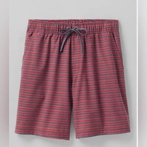 PrAna Men's Large Pull On Metric E-Waist Board Stretch 8" Shorts Rust Stripe NWT